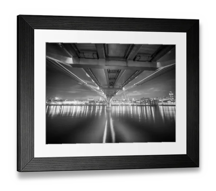 Framed Print : Under the Millennium Bridge in London Framed Print : Under the Millennium Bridge in London