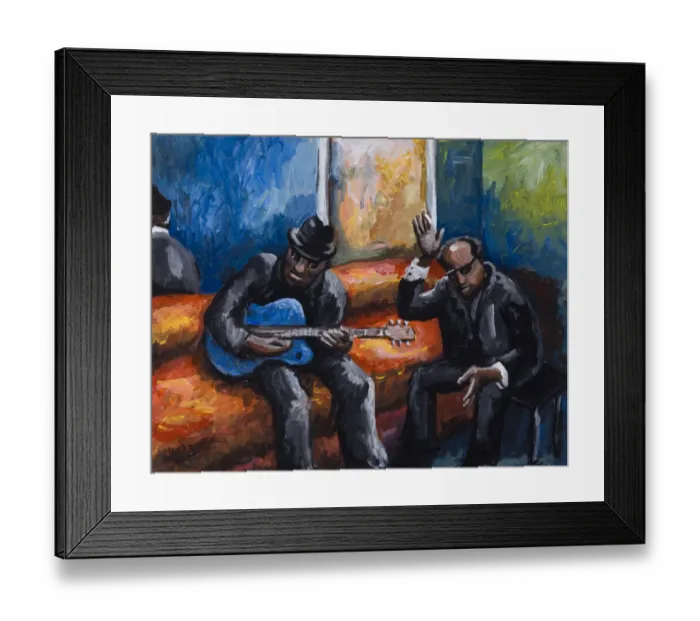 Framed Print : Blues. Acoustic Blues, Acrylic Painting, Adult Framed Print : Blues. Acoustic Blues, Acrylic Painting, Adult