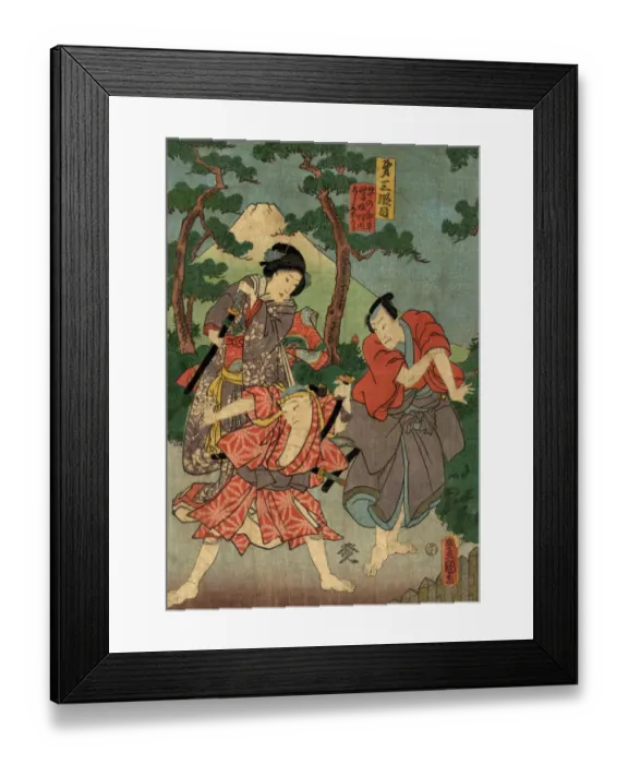 Framed Print : Traditional Japanese Woodblock print of Actors