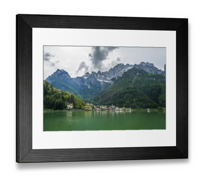Framed Print : Alleghe village and lake in Veneto Dolomites Framed Print : Alleghe village and lake in Veneto Dolomites