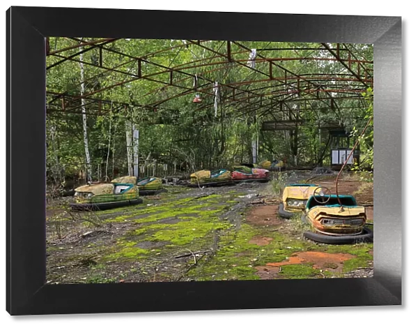 Bumper cars in amusement park of Pripyat near Chernobyl