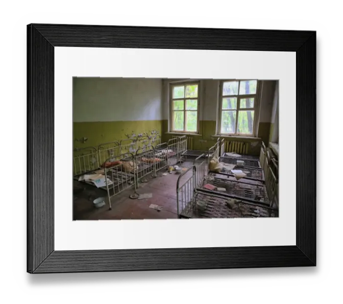 Framed Print : The bedroom in abandoned kindergarten within Chernobyl exclusion zone Framed Print : The bedroom in abandoned kindergarten within Chernobyl exclusion zone
