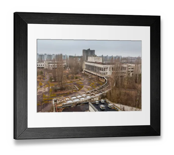 Framed Print : View of the House of Culture Energetic and the central square of Pripyat Framed Print : View of the House of Culture Energetic and the central square of Pripyat