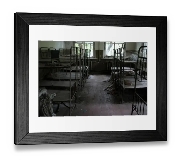 Framed Print : Beds. Ghost town of Pripyat, near the Chernobyl nuclear reactor Framed Print : Beds. Ghost town of Pripyat, near the Chernobyl nuclear reactor
