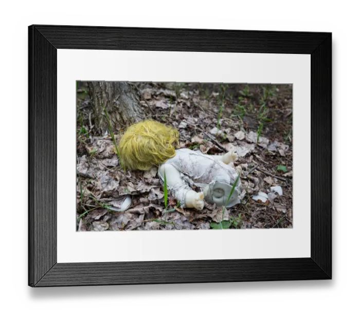 Framed Print : Creepy doll in the forest of Chernobyl exclusion zone Framed Print : Creepy doll in the forest of Chernobyl exclusion zone