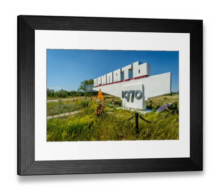 Framed Print : 1970s sign for entrance to Pripyat in the Chernobyl Exclusion Zone, Ukraine Framed Print : 1970s sign for entrance to Pripyat in the Chernobyl Exclusion Zone, Ukraine