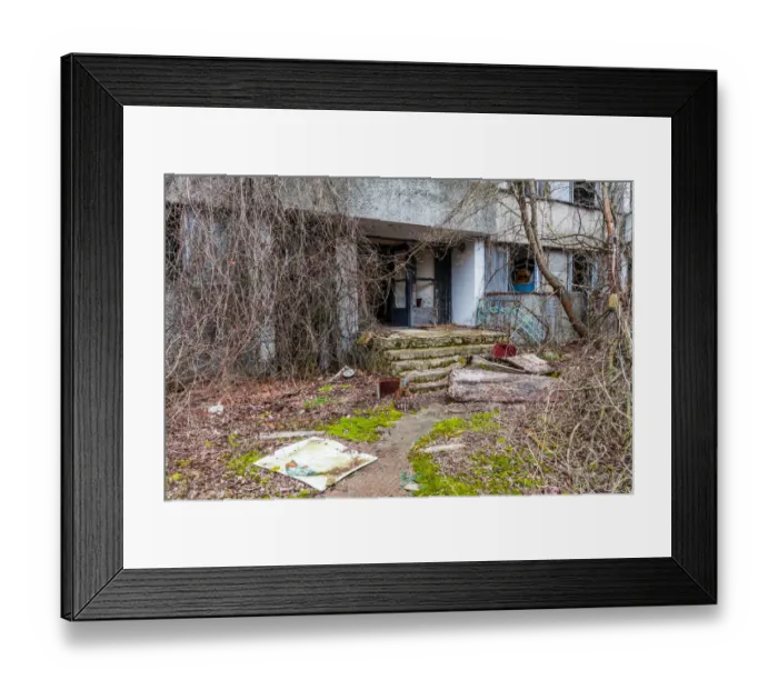 Framed Print : Entrance of multistory panel house. Prypiat, Ukraine Framed Print : Entrance of multistory panel house. Prypiat, Ukraine
