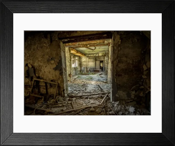 Framed Print : An abandoned building in the deserted city of Pripyat, near the Chernobyl nuclear power plant Framed Print : An abandoned building in the deserted city of Pripyat, near the Chernobyl nuclear power plant