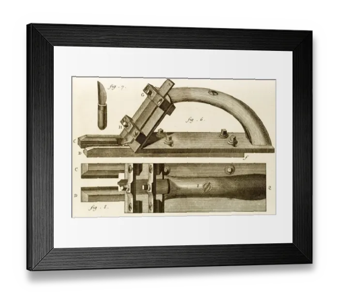 Framed Print : Technical drawing 18th century engraving Framed Print : Technical drawing 18th century engraving