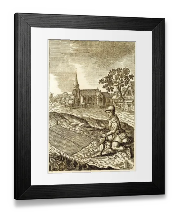 Framed Print : Catching birds with a nest antique engraving Framed Print : Catching birds with a nest antique engraving