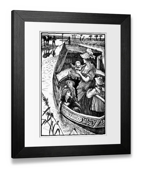 Framed Print : Victorian family in a canal boat Framed Print : Victorian family in a canal boat