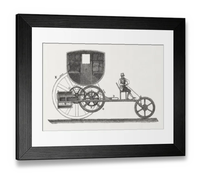 Framed Print : London Steam Carriage, 1801, by Richard Trevithic, published in 1877 Framed Print : London Steam Carriage, 1801, by Richard Trevithic, published in 1877