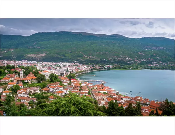 Panoramic view of Ohrid and Ohrid lake, Macedonia