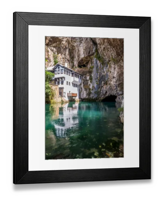 Framed Print : The Dervish house in Blagaj, near Mostar, Bosnia