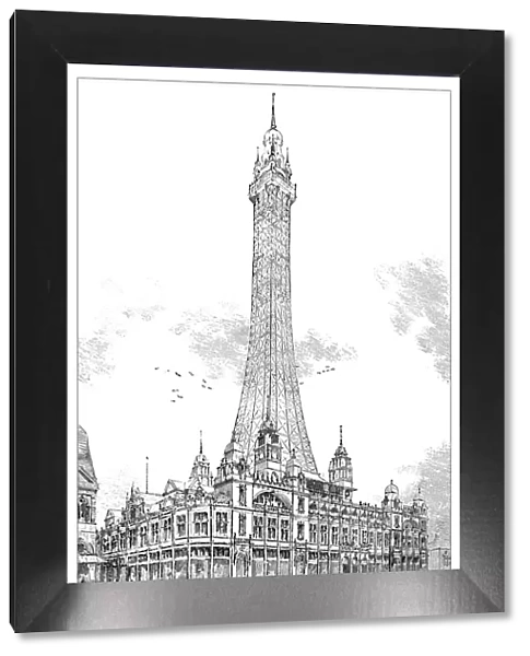 Antique scientific engraving illustration: Blackpool Tower