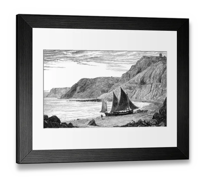 Framed Print : Cliffs near Whitby, Yorkshire (Victorian engraving) Framed Print : Cliffs near Whitby, Yorkshire (Victorian engraving)