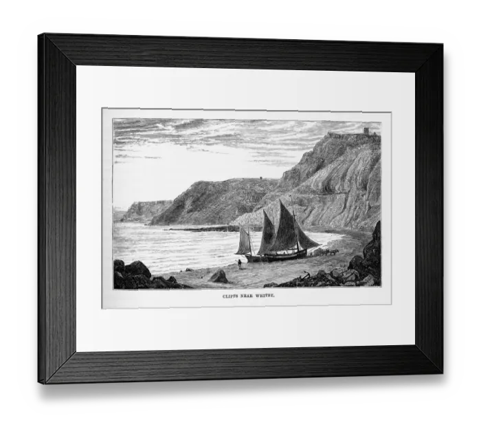Framed Print : White Cliffs of Whitby in Yorkshire, England Victorian Engraving, 1840 Framed Print : White Cliffs of Whitby in Yorkshire, England Victorian Engraving, 1840