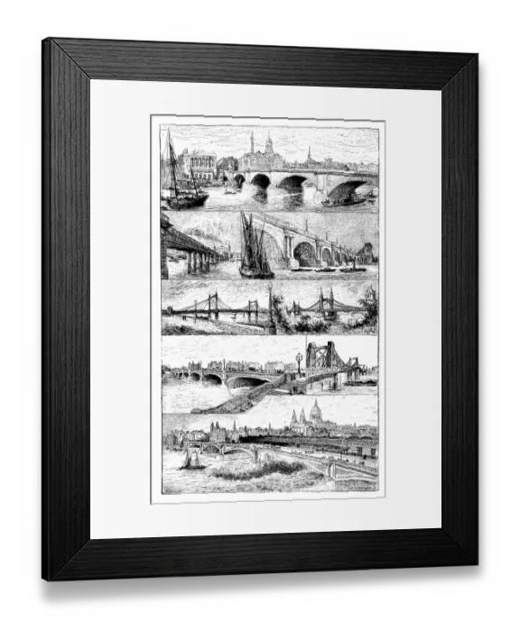 Framed Print : Antique illustrations of England, Scotland and Ireland: London bridges Framed Print : Antique illustrations of England, Scotland and Ireland: London bridges