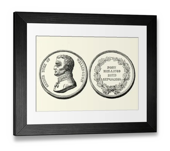 Framed Print : Medal celebrating the life of The Duke of Wellington