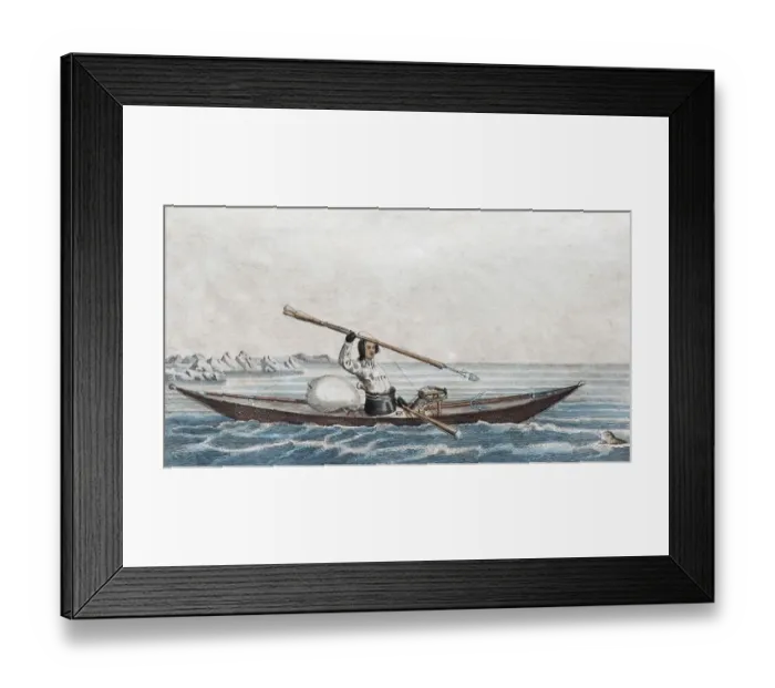 Framed Print : Greenlandic kayak, hand-colored copper engraving from Friedrich Justin Bertuch picture Framed Print : Greenlandic kayak, hand-colored copper engraving from Friedrich Justin Bertuch picture