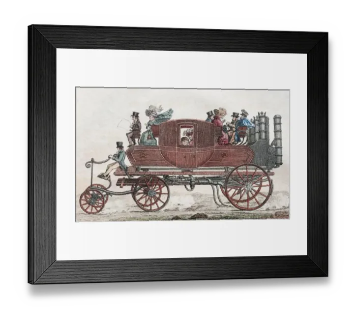 Framed Print : Gurneys steam coach, hand-colored copper engraving from Friedrich Justin Bertuch s