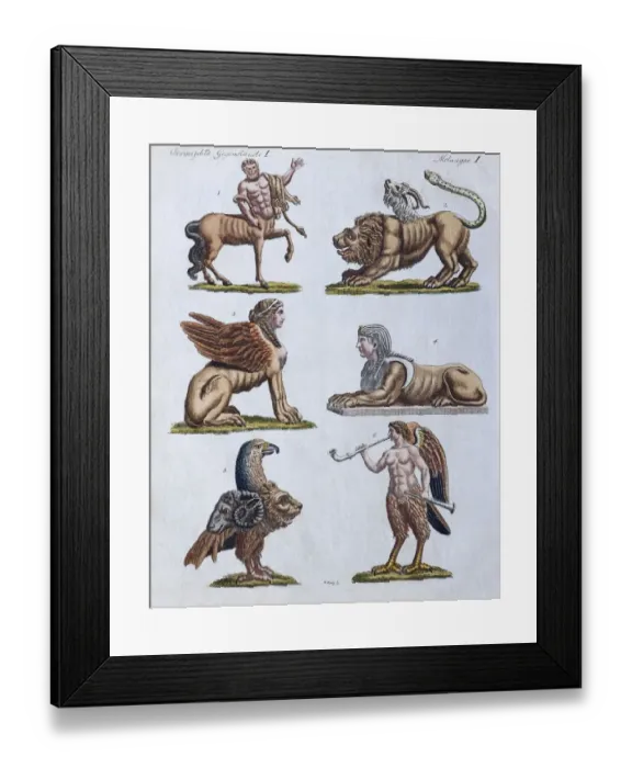 Framed Print : Fabulous animals, hand-colored copper engraving from Friedrich Justin Bertuch Picture Framed Print : Fabulous animals, hand-colored copper engraving from Friedrich Justin Bertuch Picture