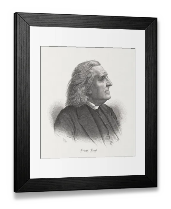 Framed Print : Franz Liszt (Hungarian composer, 1811-1886), steel engraving, published in 1887 Framed Print : Franz Liszt (Hungarian composer, 1811-1886), steel engraving, published in 1887