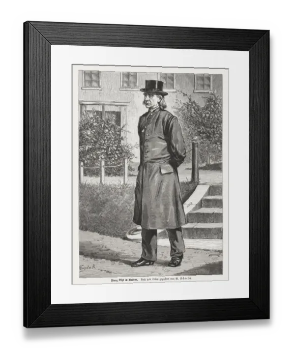 Framed Print : Franz Liszt, (1811-1886), Austrian-Hungarian composer, wood engraving, published in 1882 Framed Print : Franz Liszt, (1811-1886), Austrian-Hungarian composer, wood engraving, published in 1882