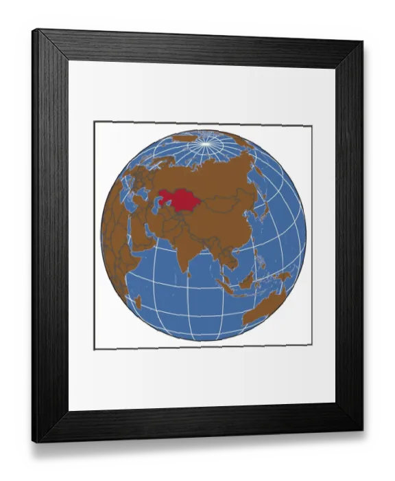 Framed Print : Kazakhstan locator map