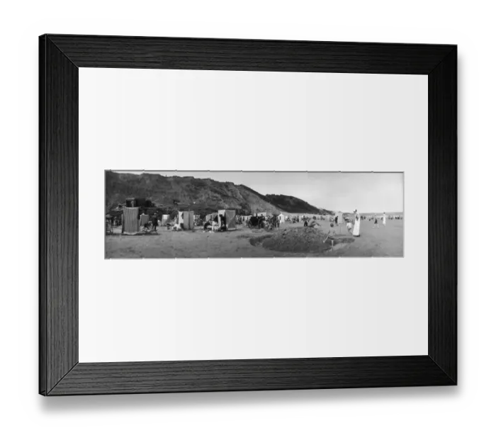 Framed Print : Filey Fun. 1913: Children building a sand mound with a moat Framed Print : Filey Fun. 1913: Children building a sand mound with a moat