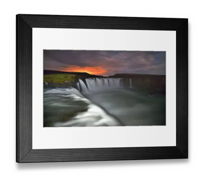 Framed Print : Godafoss Waterfall Sunset in Iceland Framed Print : Godafoss Waterfall Sunset in Iceland