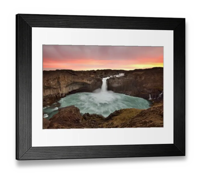 Framed Print : Aldeyjarfoss waterfall sunrise in Iceland Framed Print : Aldeyjarfoss waterfall sunrise in Iceland