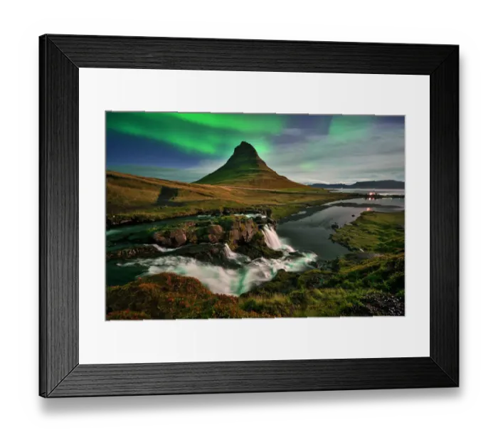 Framed Print : Northern Lights in Iceland Kirkjufell mountain Framed Print : Northern Lights in Iceland Kirkjufell mountain