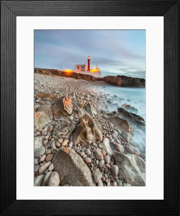 Framed Print : Light. Cabo Raso lighthouse and fort of Saint Bras near Guincho beach in Cascais area Framed Print : Light. Cabo Raso lighthouse and fort of Saint Bras near Guincho beach in Cascais area
