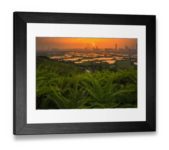 Framed Print : Shenzhen skyline looking from hongkong country side Framed Print : Shenzhen skyline looking from hongkong country side
