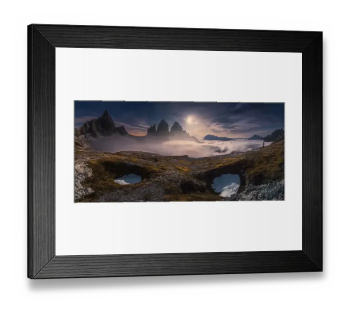 Framed Print : night view panorama of tre cime di lavaredo Framed Print : night view panorama of tre cime di lavaredo
