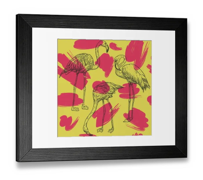 Framed Print : Retro Flamingo Pattern Framed Print : Retro Flamingo Pattern