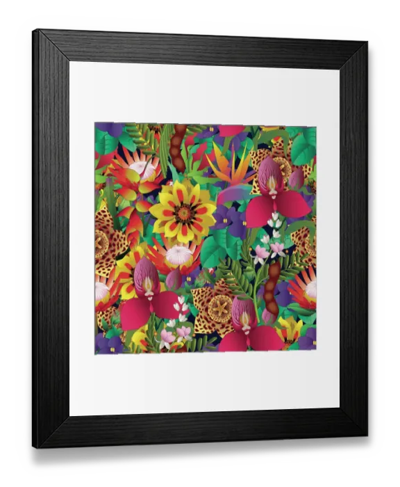 Framed Print : tropical flower seamless pattern Framed Print : tropical flower seamless pattern