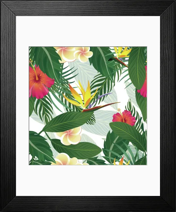 Framed Print : Tropical Pattern Isolated on White Background - Vector Illustration Framed Print : Tropical Pattern Isolated on White Background - Vector Illustration