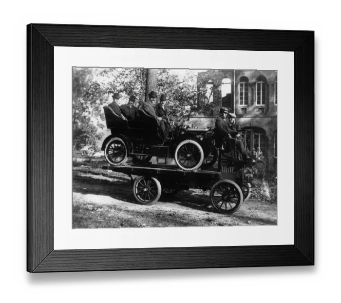 Framed Print : Car On Truck Framed Print : Car On Truck