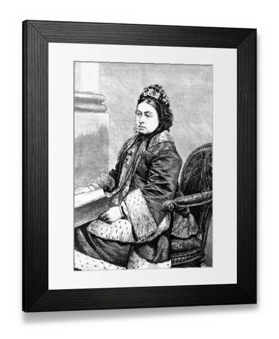 Framed Print : Queen Victoria sitting at table Framed Print : Queen Victoria sitting at table