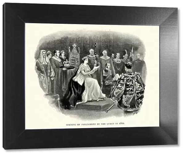 Queens speech, Queen Victoria opening Parliament, 1860