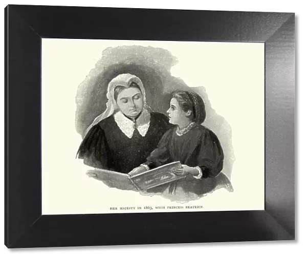Queen Victoria reading with Princess Beatrice