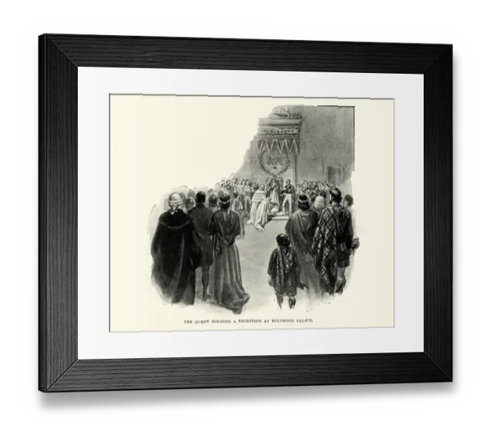 Framed Print : Queen Victoria holding a reception at Holyrood Palace, Scotland Framed Print : Queen Victoria holding a reception at Holyrood Palace, Scotland