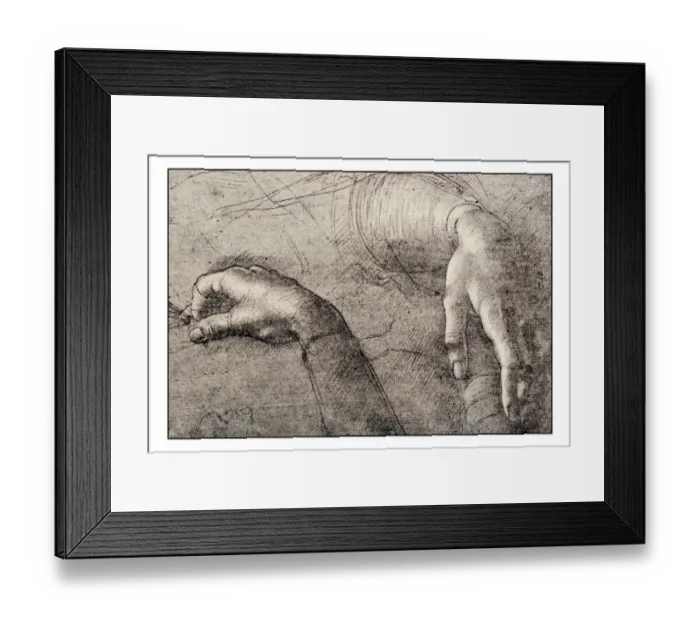 Framed Print : Leonardos sketches and drawings: Hands of Mona Lisa Framed Print : Leonardos sketches and drawings: Hands of Mona Lisa