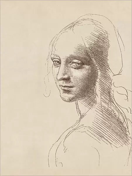 Study of a girls head by Leonardo da Vinci, c. 1483