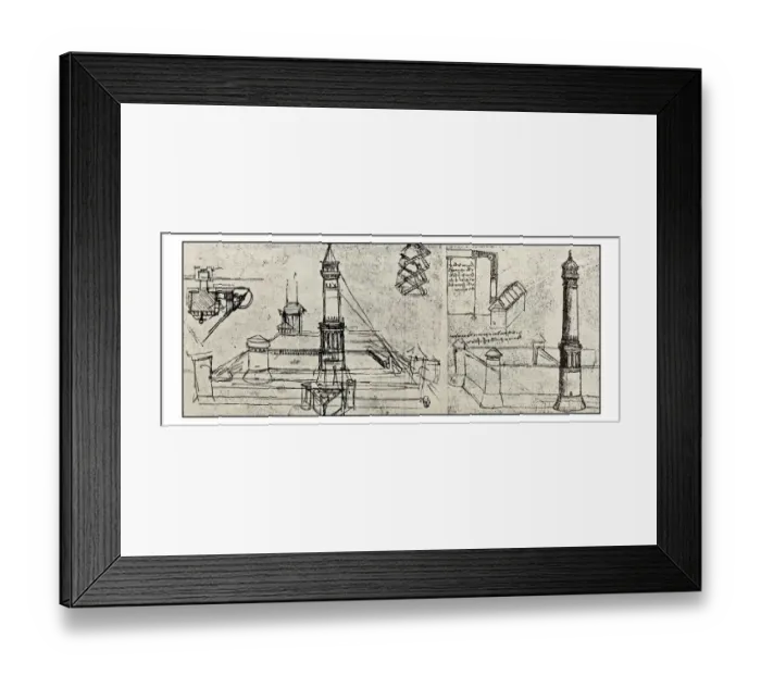 Framed Print : Leonardos sketches and drawings: Lighthouse project Framed Print : Leonardos sketches and drawings: Lighthouse project