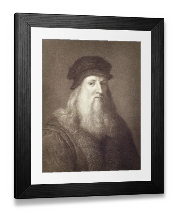 Framed Print : Leonardo Da Vinci Engraving