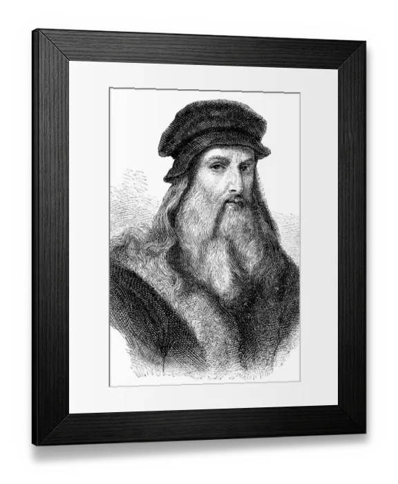 Framed Print : Engraving of artist Leonardo da Vinci from 1870 Framed Print : Engraving of artist Leonardo da Vinci from 1870