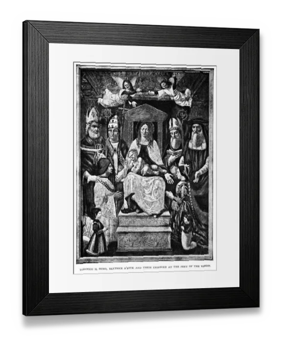 Framed Print : Lodovico Il Moro with Beatrice D este with their children at the feet of the virgin Framed Print : Lodovico Il Moro with Beatrice D este with their children at the feet of the virgin